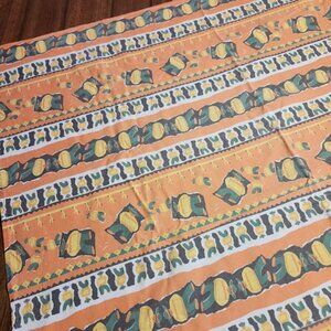 Vintage Southwestern Mexican Novelty Print Tablecloth Orange Green 56"x80"